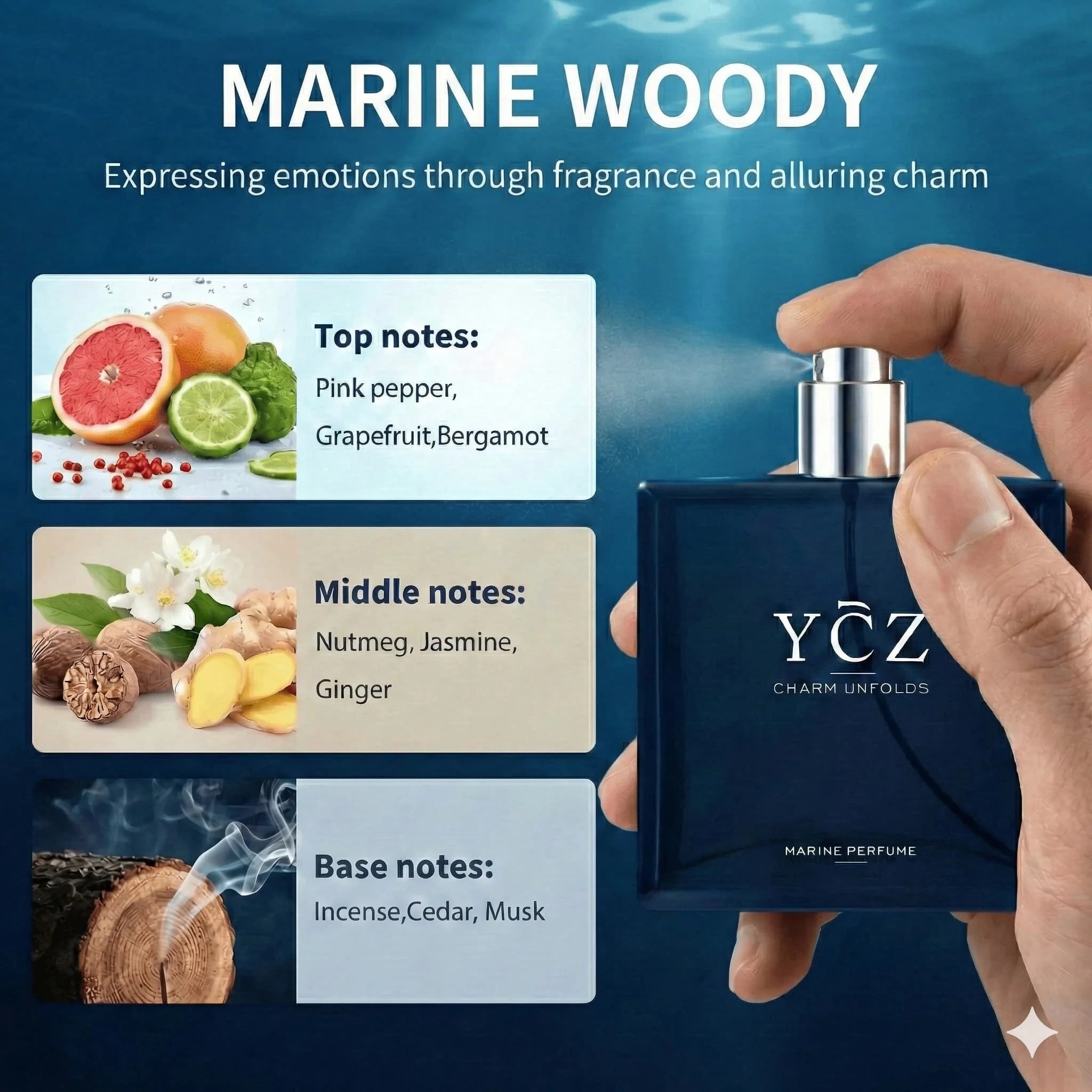Charm Unfolds Men'S Cologne (2-Pack), Marine & Oriental Woody Fragrance, Long Lasting Eau De Parfum Gift Set, 2 X 1.7 Oz (Total 3.4 Oz)