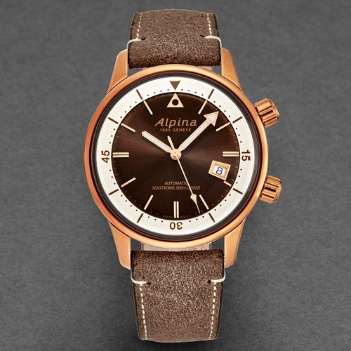 Alpina Men's 'Seastrong' Diver Heritage Brown Dial Bronze Stashed cav