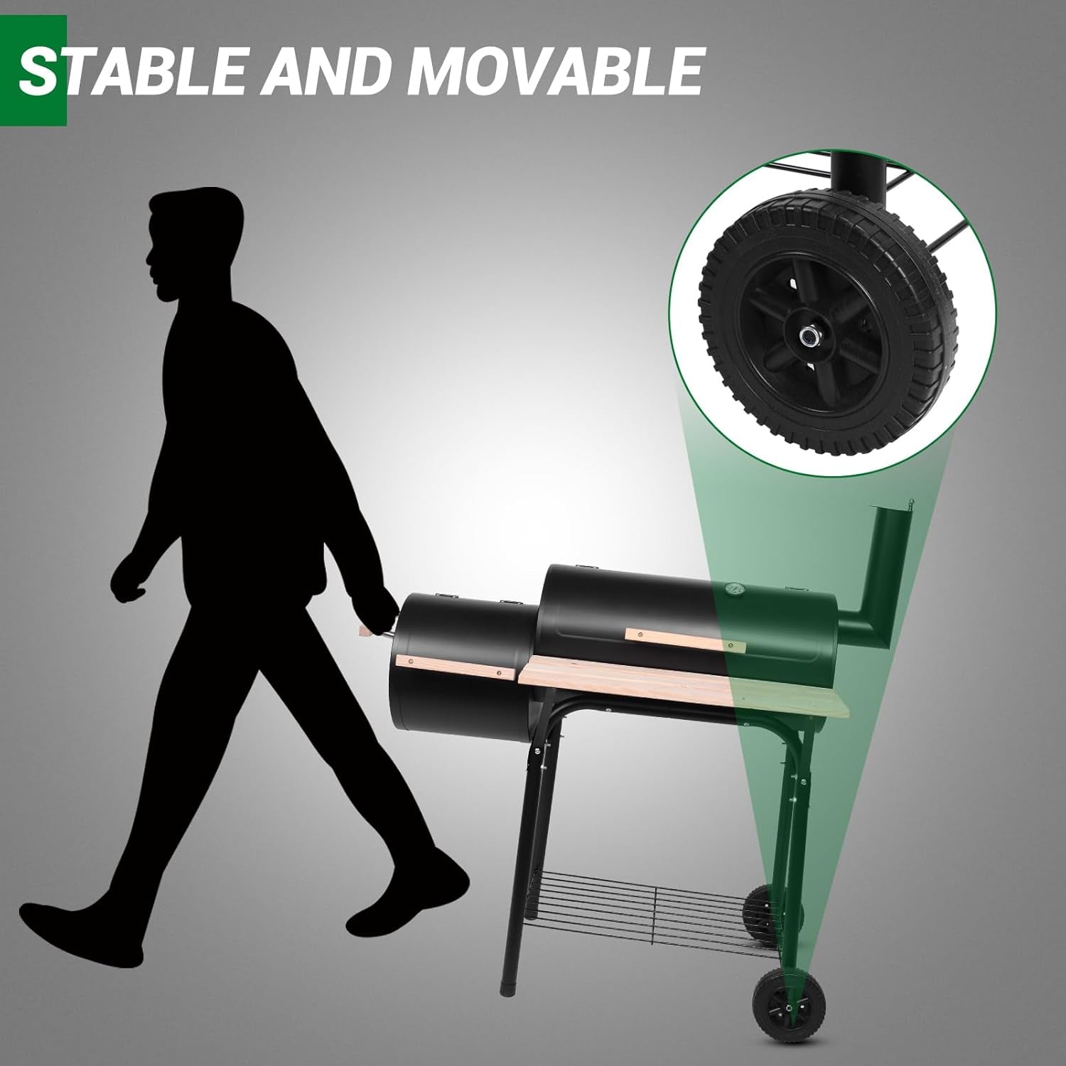 Offset Charcoal Smoker Barbecue Grill Large Chamber