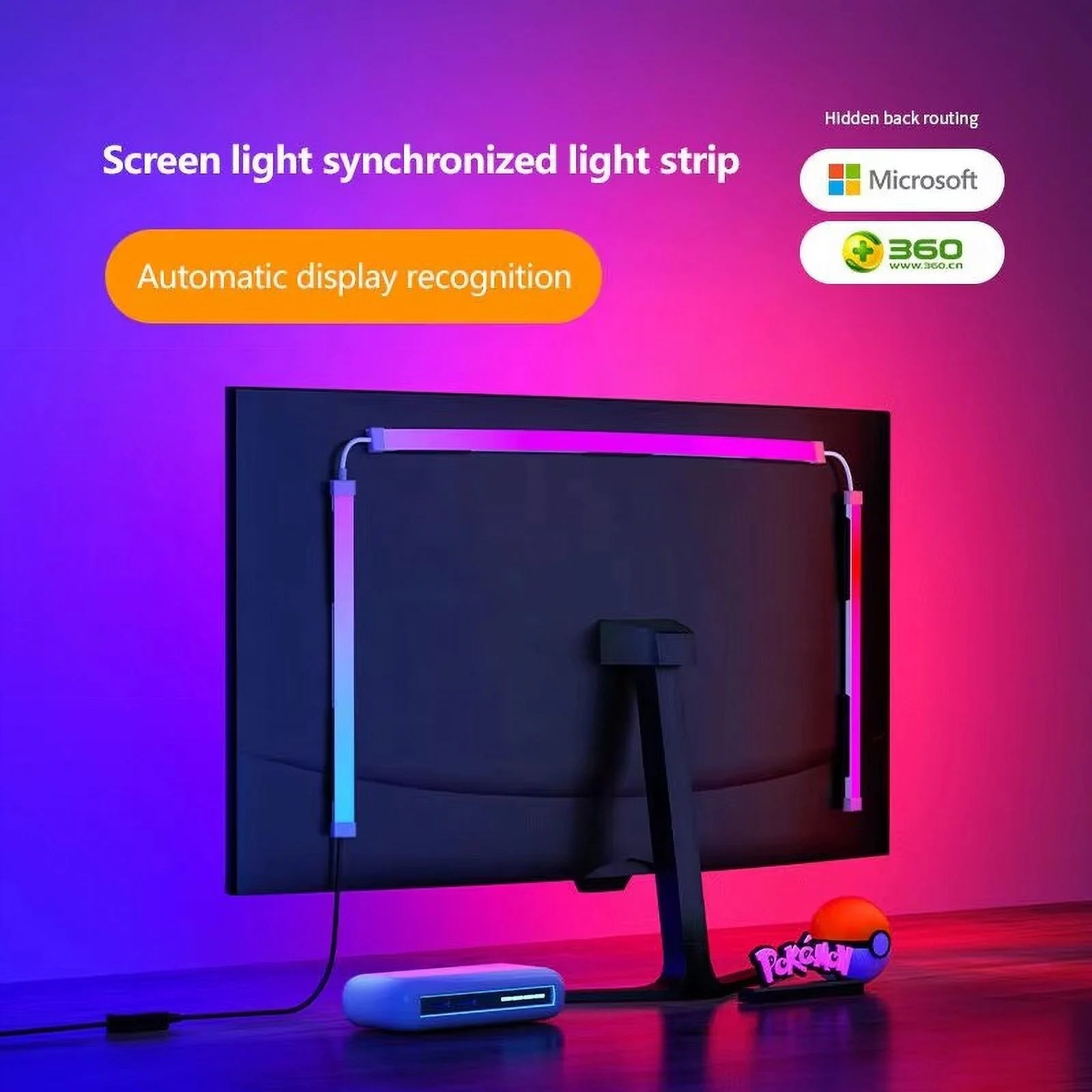 Color Music Game Sync 24" Screen Gaming Amosphere Ambient Smart TV Monitor LED Strip Backlight Light for Computer Screen (34Inch)