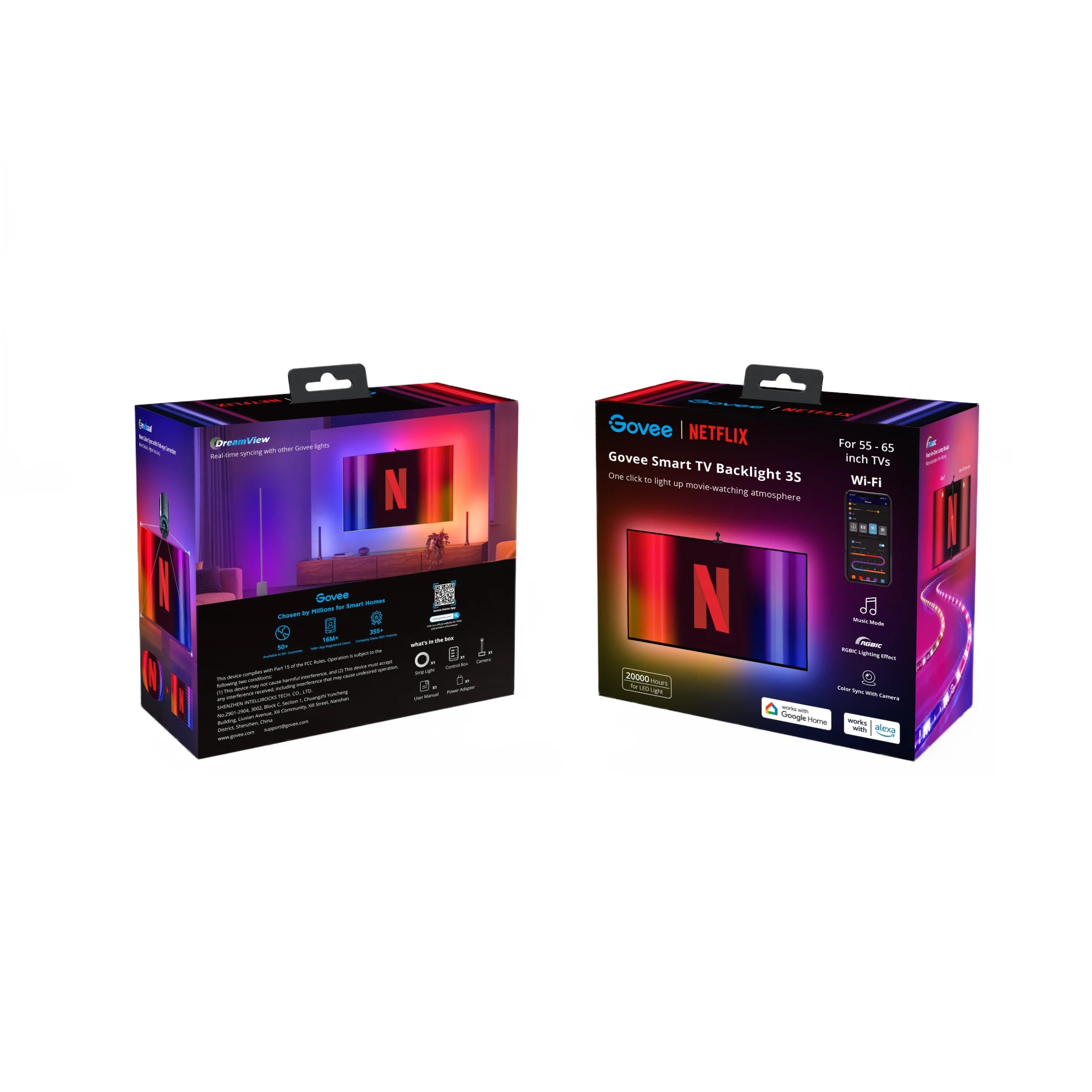 Netflix Dreamview T3S Smart TV Backlight (11.8Ft) for 55-65 Inch Tvs, Voice Control, Smart Camera