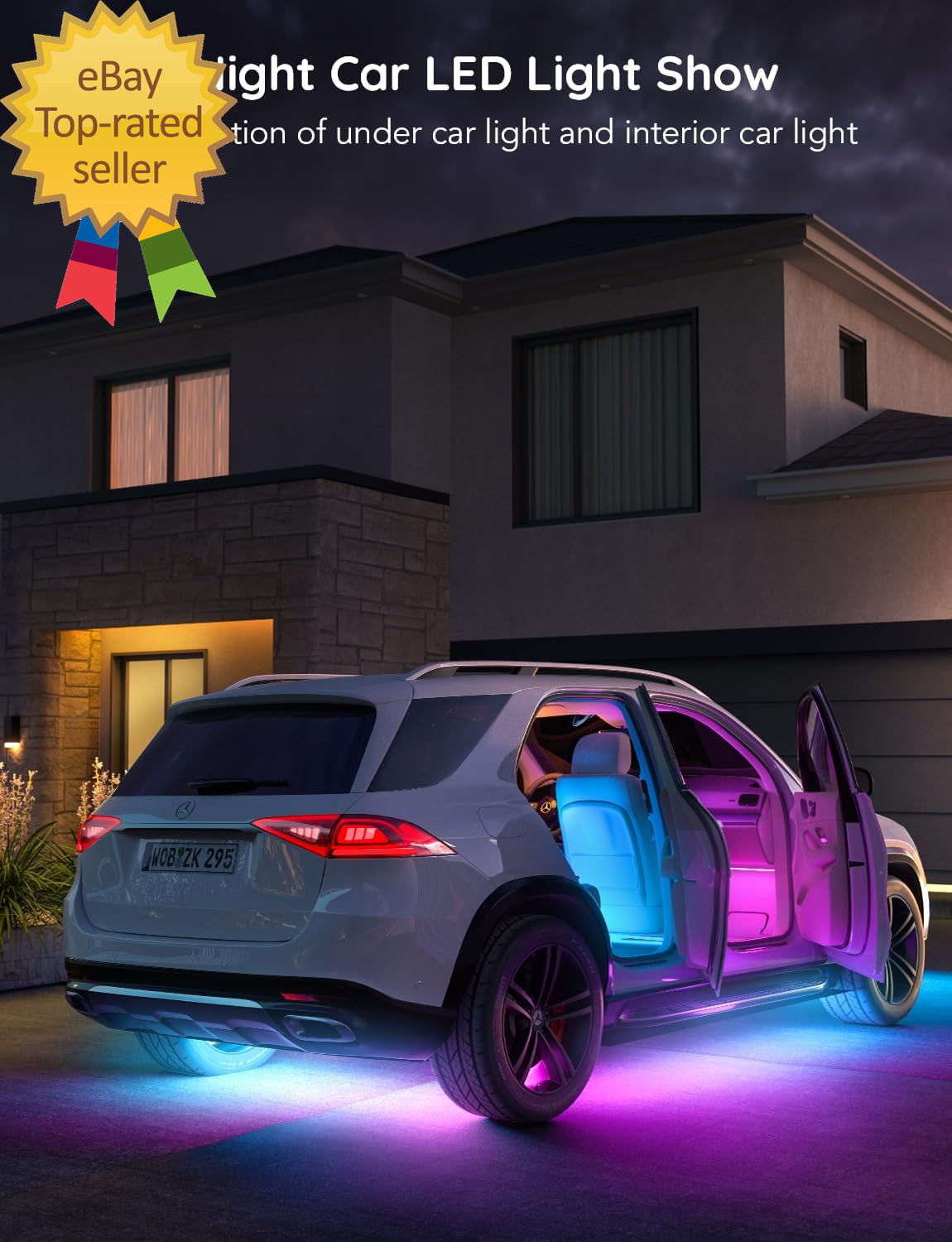 Underglow Car Lights 4Pcs RGBIC Smart LED Lights for Cars with 16 Million Colors