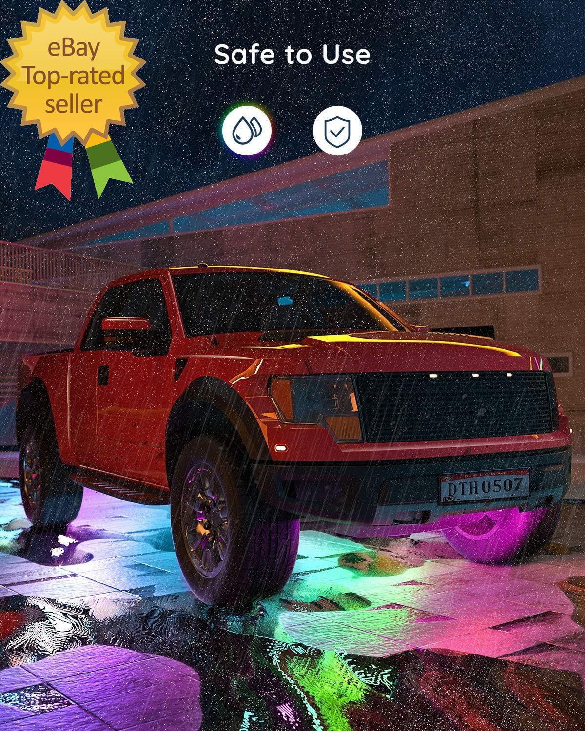 Underglow Car Lights 4Pcs RGBIC Smart LED Lights for Cars with 16 Million Colors