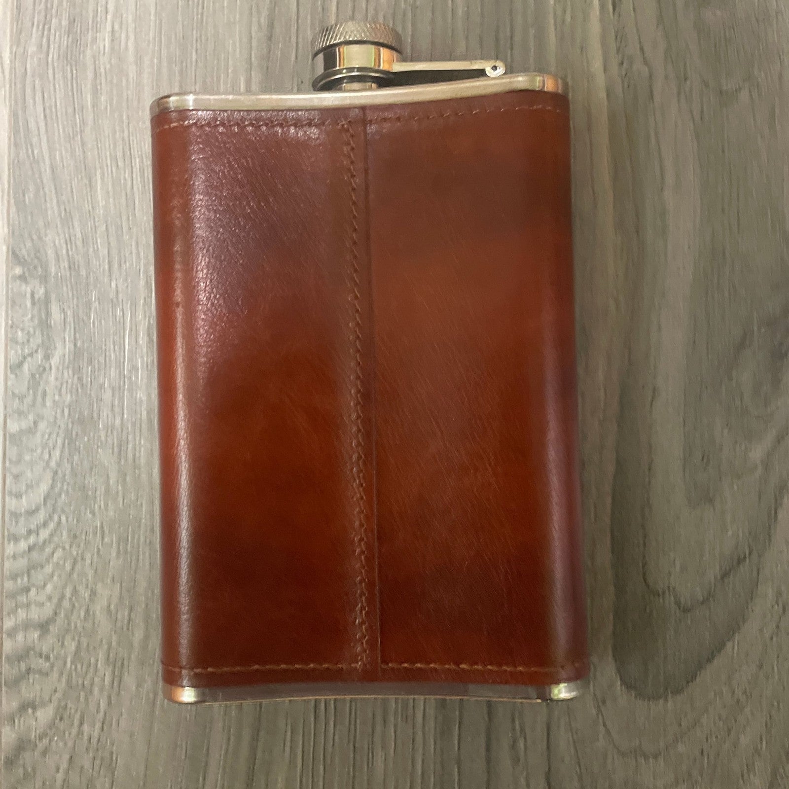 Crown Royal 8oz Stainless Steel Flask with Brown Faux Leather Cover