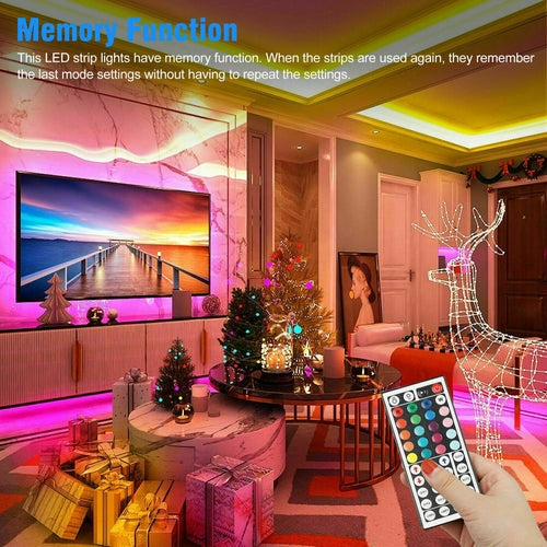 32FT LED Strip Lights Remote Control Bedroom Waterproof for Indoor Stashed cav