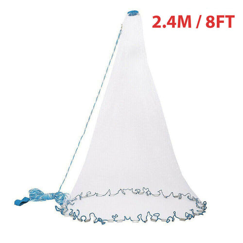 6/8/10/12/16FT Fishing Cast Net Bait Easy Throw Hand Cast Strong Nylon Stashed cav