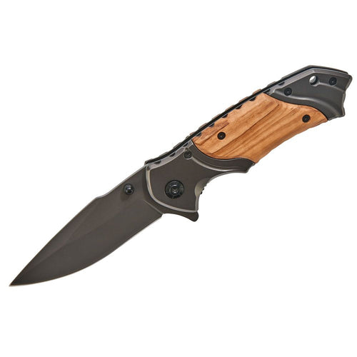 Wood Handled Pocket Knife, 4.5" X 1.25" Closed Stashed cav