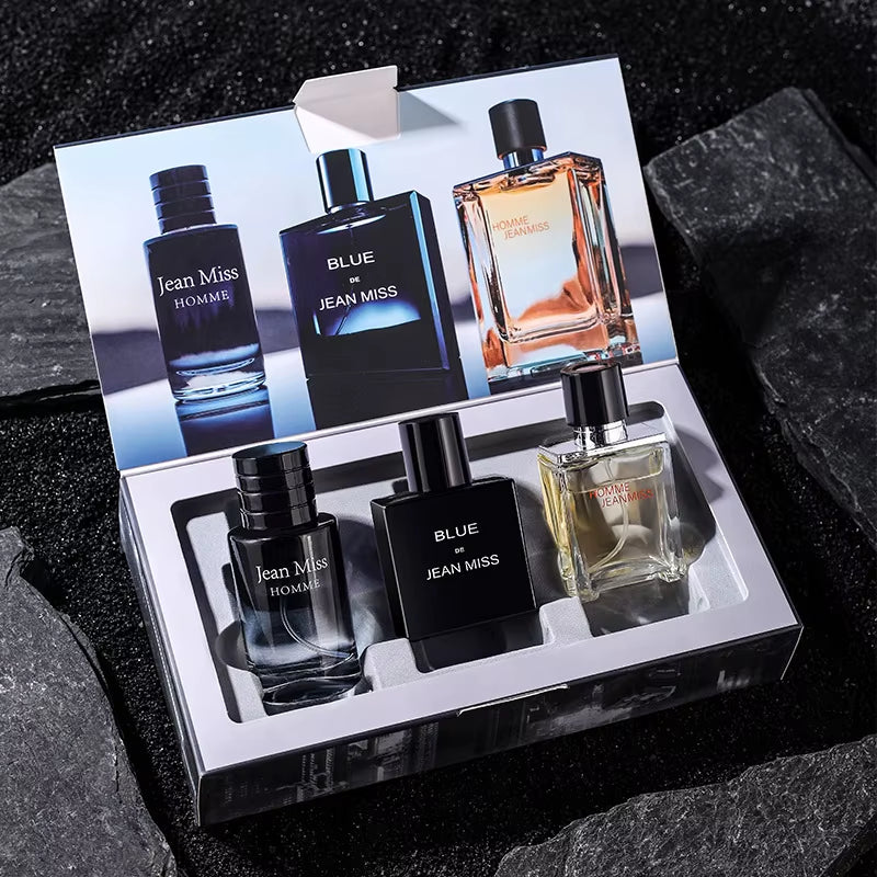 Men Perfume Hombre Gift Box 3Pcs Set Perfumes Pheromone Cologne Long Lasting Fragrance Floral Woody Scented Eau De Parfum Spray