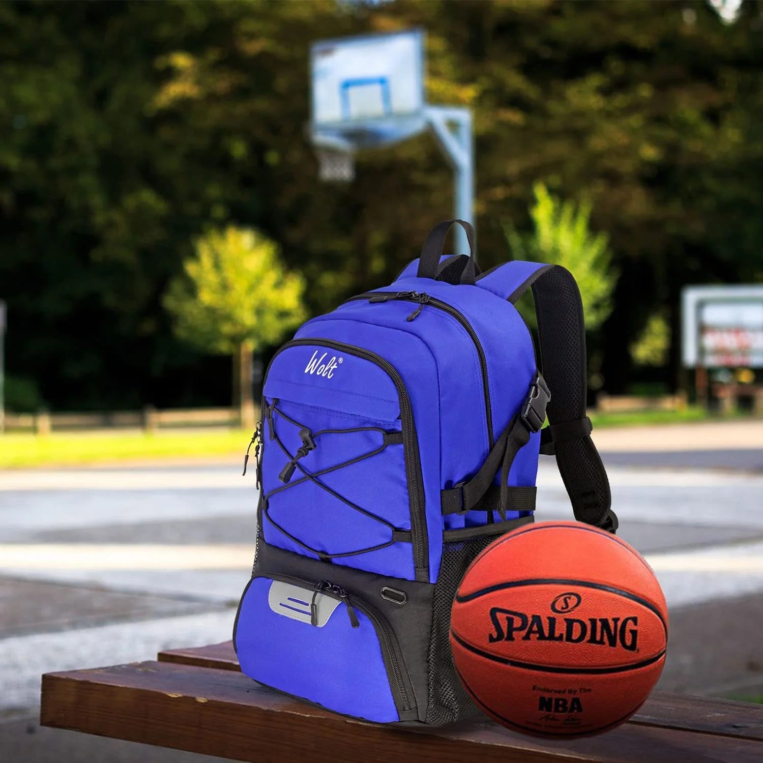 Blue Basketball Bag Backpack Bag for Men--Best Accessories Gym Daily Use 1 Pack