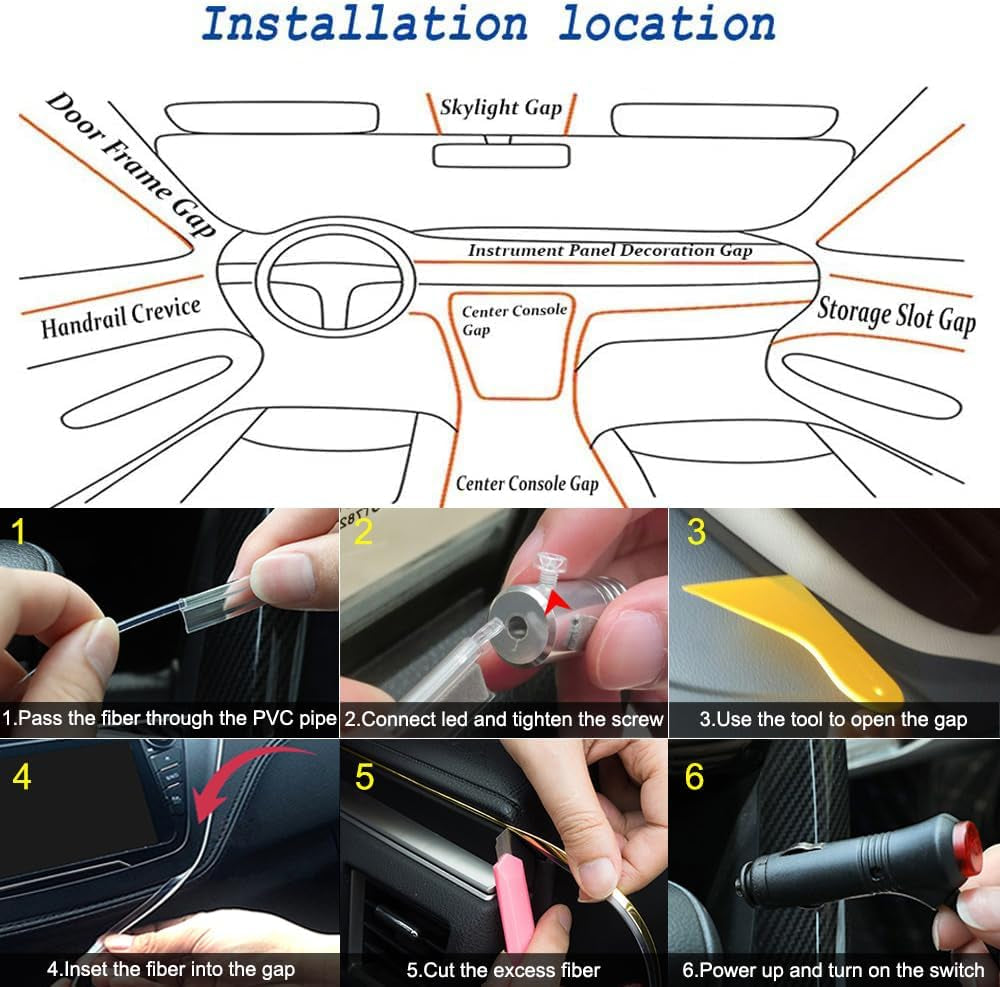Interior Car LED Strip Lights APP Control, 5 in 1 RGB 16 Million Colors Ambient