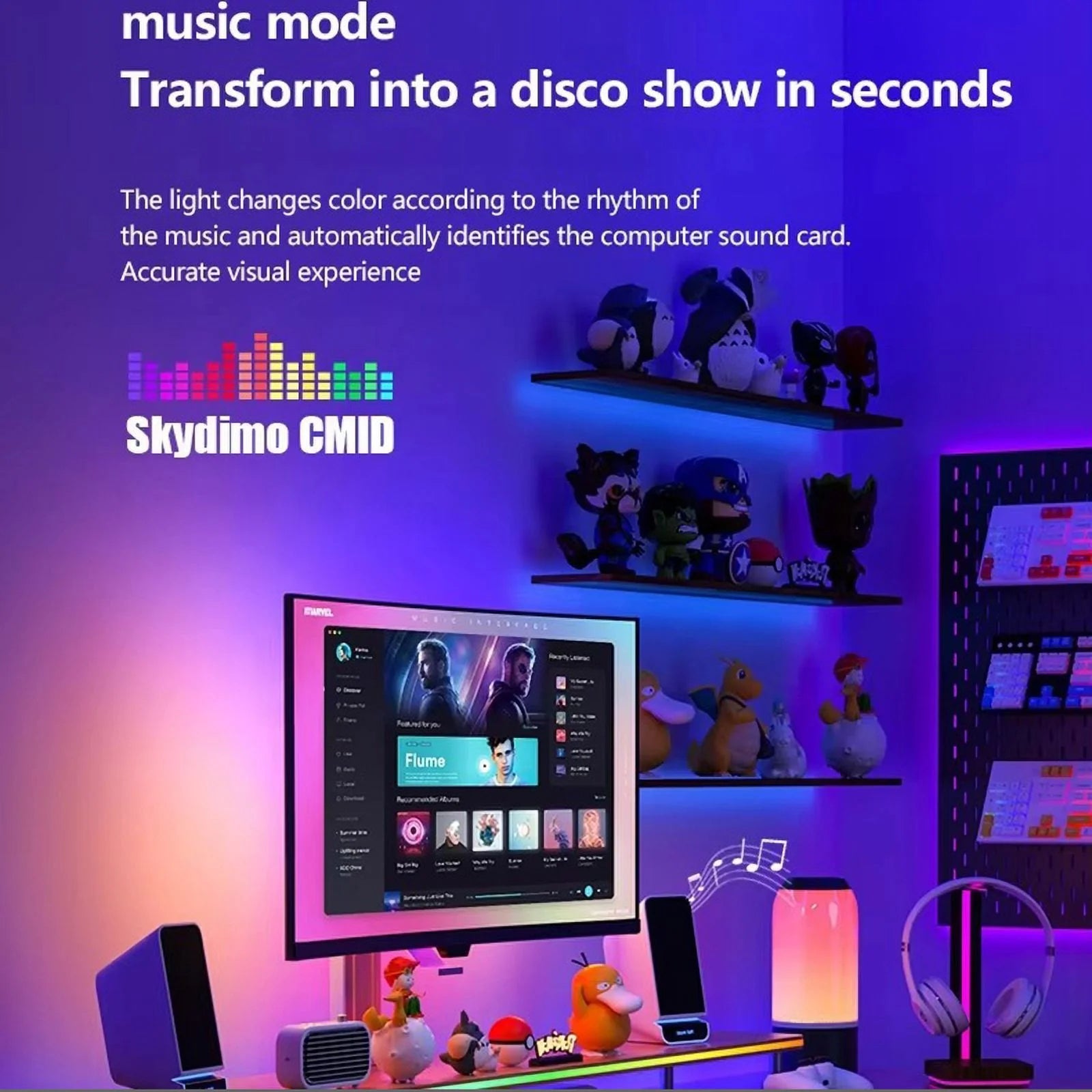 Color Music Game Sync 24" Screen Gaming Amosphere Ambient Smart TV Monitor LED Strip Backlight Light for Computer Screen (34Inch)