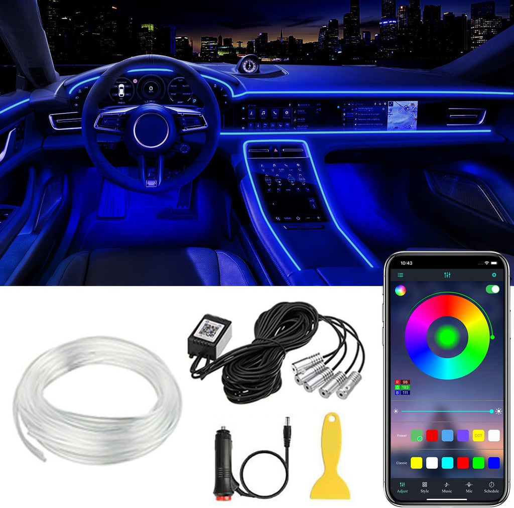 Interior Car LED Strip Lights APP Control, 5 in 1 RGB 16 Million Colors Ambient