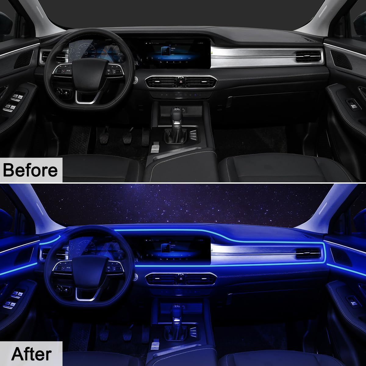 Interior Car LED Strip Lights APP Control, 5 in 1 RGB 16 Million Colors Ambient