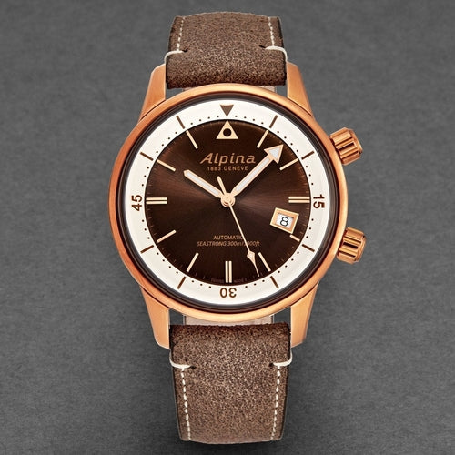 Alpina Men's 'Seastrong' Diver Heritage Brown Dial Bronze Stashed cav