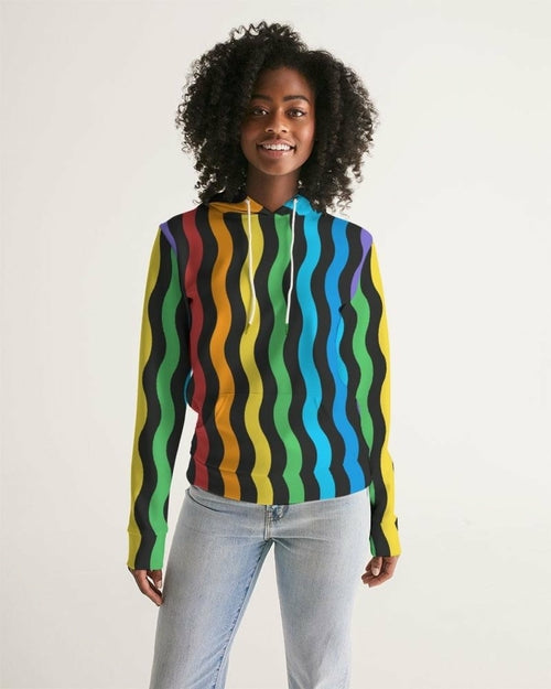 Womens Hoodie - Pullover Hooded Sweatshirt -graphic/rainbow Stripes Stashed cav