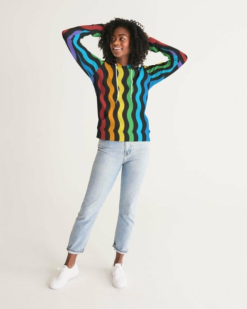Womens Hoodie - Pullover Hooded Sweatshirt -graphic/rainbow Stripes Stashed cav