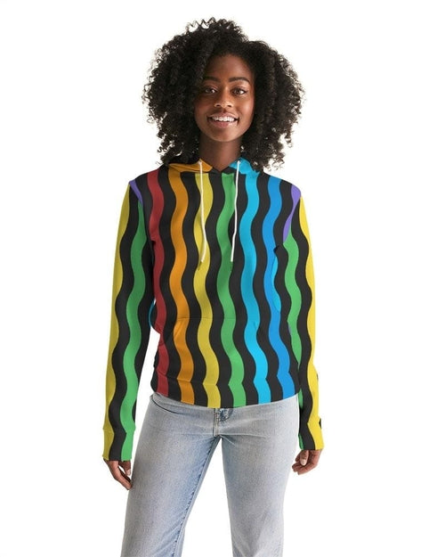 Womens Hoodie - Pullover Hooded Sweatshirt -graphic/rainbow Stripes Stashed cav